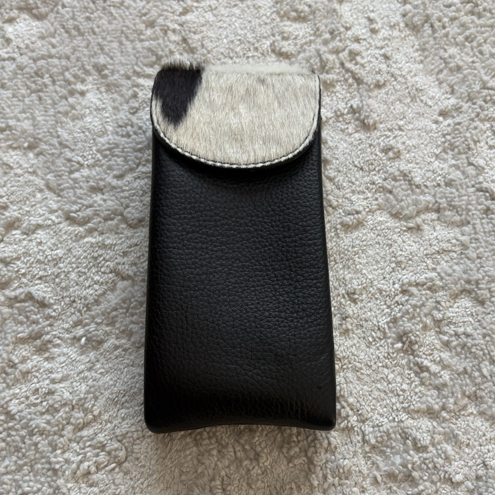 NWOT Black Leather Dual Glasses Case with Cowhide